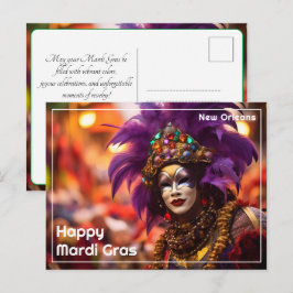 💚💜💛Purpurstorhet: Mardi Gras Elegans Vykort