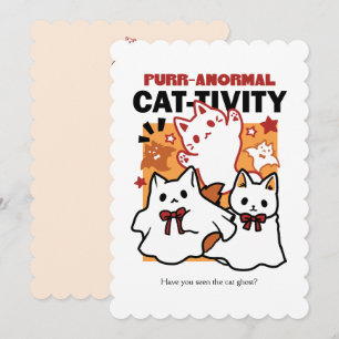 Purr-anormal Katt-aktivitet Sött Halloween Katt-de Julkort