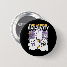Purr-anormal katt-ktivitet - Halloween-kattdesign Knapp