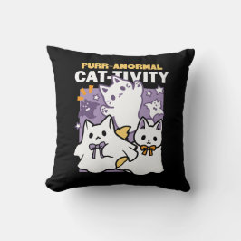 Purr-anormal katt-ktivitet - Halloween-kattdesign Kudde