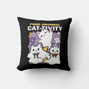 Purr-anormal katt-ktivitet - Halloween-kattdesign Kudde