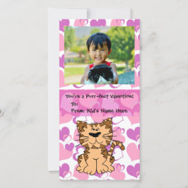 Purr Cat Personlig Girl's Kids Valentine Julkort