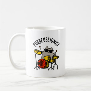 Purr-cussionist Funny Drummer Cat Pun Kaffemugg