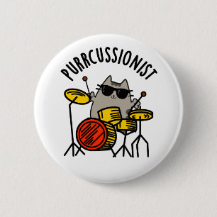 Purr-cussionist Funny Drummer Cat Pun Knapp