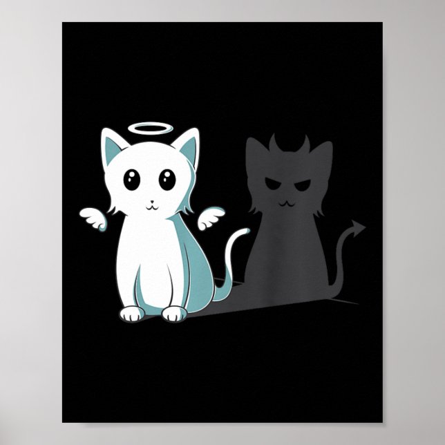 Purr Evil Djävulen Cat Happy halloween Cat Angel D Poster (Framsidan)