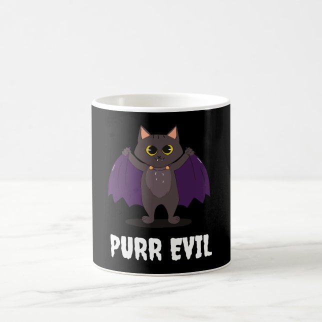Purr Evil Funny Halloween Cat Vampire Cat Fladderm Kaffemugg (Center)