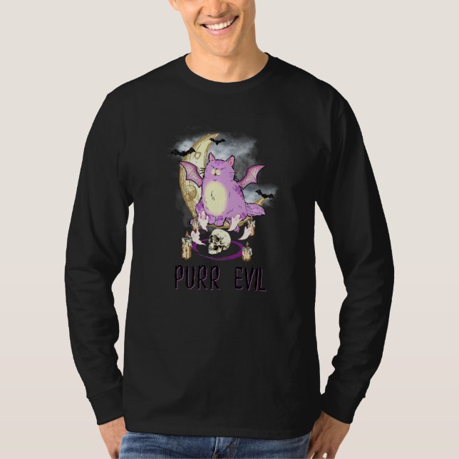 Purr Evil  Let's Summon Demons Pastel Goth Occult  T Shirt (Framsida)