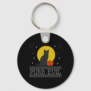 Purr Evil _ Roligt Sött Skräckinjagande Halloween Nyckelring