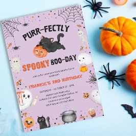 Purr-Fack Spooky Boo-day Cat Halloween Birthday Inbjudningar