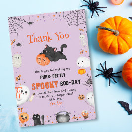 Purr-Fack Spooky Boo-day Cat Halloween Birthday Tack Kort