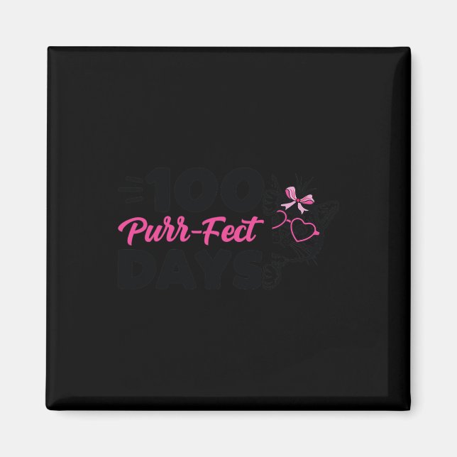 Purr-fec Days Cute Cat Student School Roligt Kitte Magnet (Framsidan)