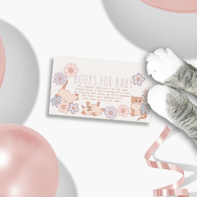 Purr-fec Shower Cats Blommigt Girl Bokar för Baby Tilläggskort (Skapare uppladdad)