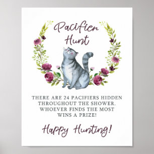 Purr-Fect Baby Shower Nappar Hunt Game Poster