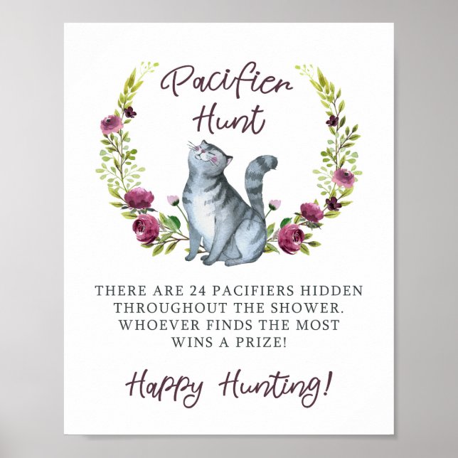 Purr-Fect Baby Shower Nappar Hunt Game Poster (Framsidan)