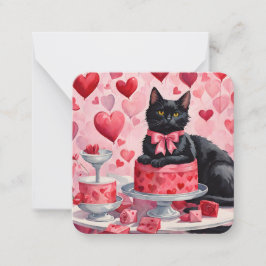 Purr-Fect Black cat Classroom Valentine Anteckningskort