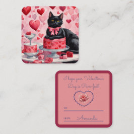 Purr-Fect Black cat Classroom Valentine Anteckningskort