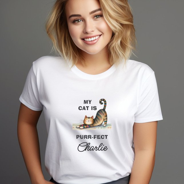 PURR-FECT CAT HEART NAMN T SHIRT (Skapare uppladdad)