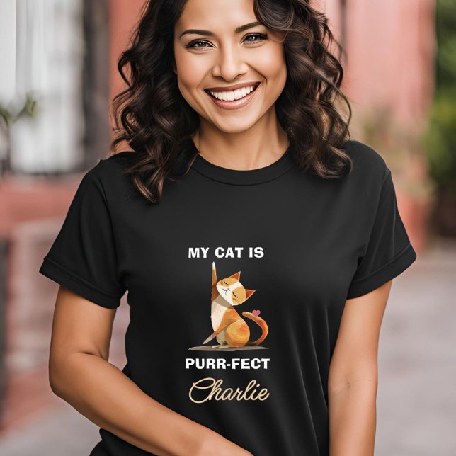 PURR-FECT CAT HEART NAMN T SHIRT (Skapare uppladdad)