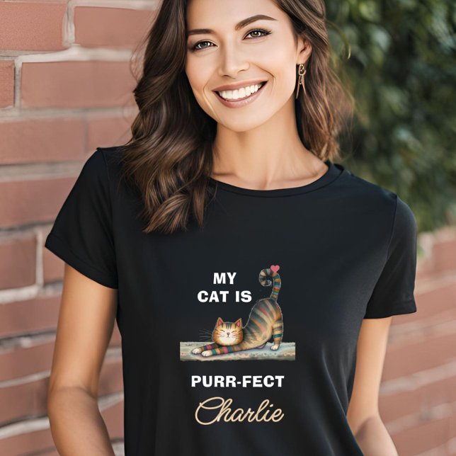 PURR-FECT CAT HEART NAMN T SHIRT (Skapare uppladdad)