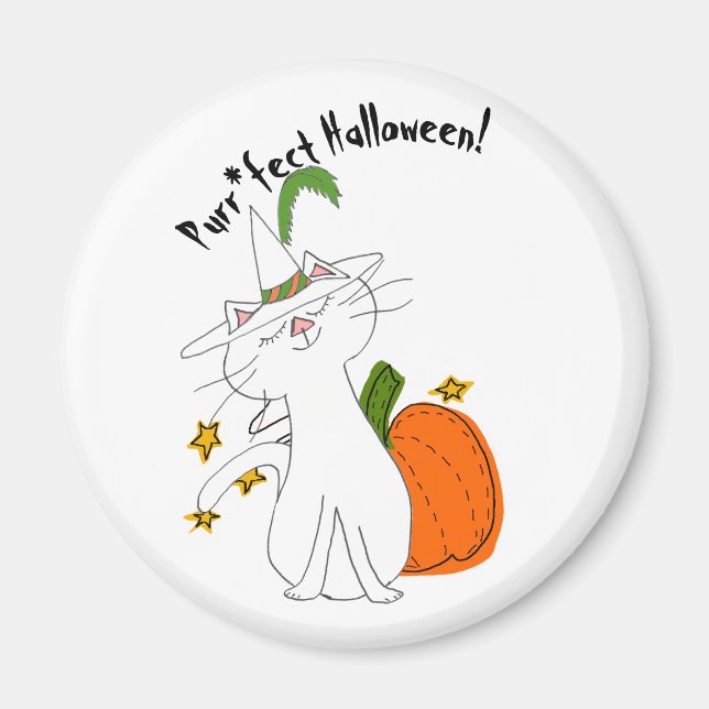 Purr*fect Cat Pumpkin Halloween Magnet (Framsidan)
