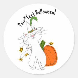 Purr*fect Cat Pumpkin Halloween Runt Klistermärke