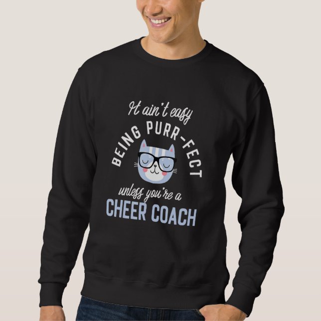 Purr-Fect Cheer Coach Funny Cheerleading Idea Chee Lång Ärmad Tröja (Framsida)