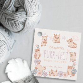 Purr-Fect Cute Cats Blommigt Girl Baby Shower Gåvor Etiketter