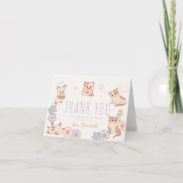 Purr-fect Cute Cats Blommigt Girl Birthday Tack Kort