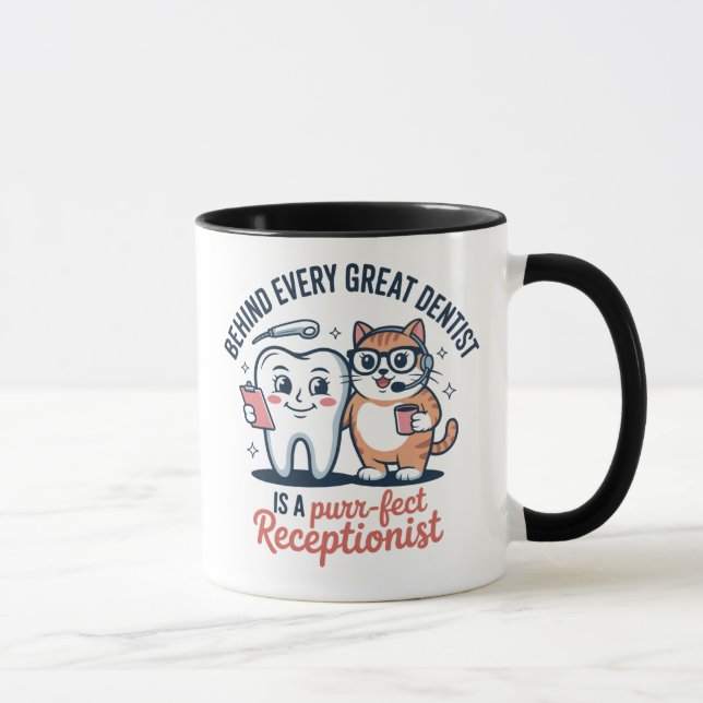 Purr-fect Dental Duo | Funny Cat and Tooth Mug Des Mugg (Höger)