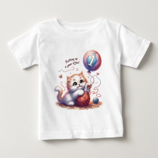 Purr-Fect Firande: Första årets Roligt! T Shirt (Framsida)