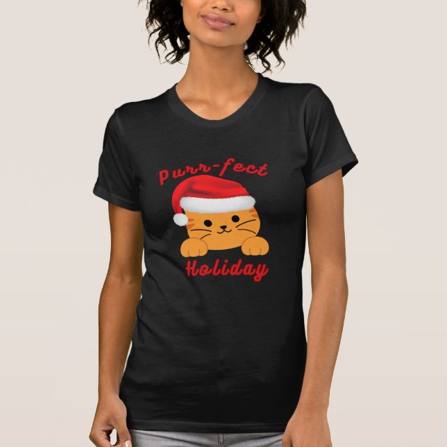 Purr‑fect Holiday Cat Lover Women Christmas Shirt T Shirt (Framsida)