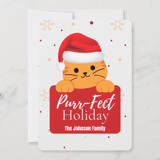 Purr‑fect Holiday cute Cat Christmas Card  Julkort (Framsida)