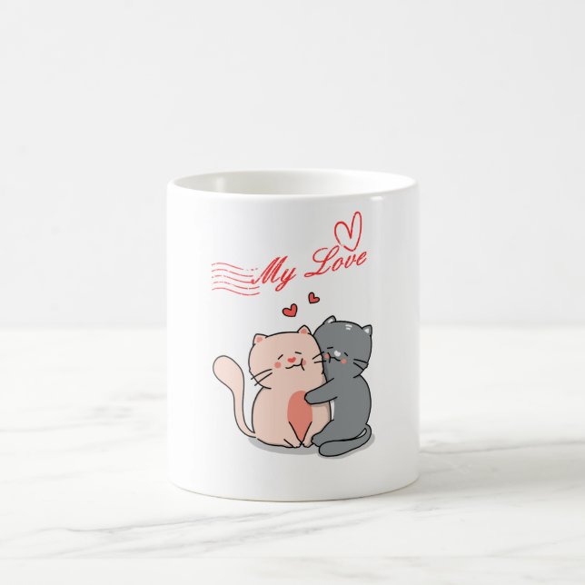 Purr-Fect Kärlek: Cat-Thed Coffee Mugg (Center)