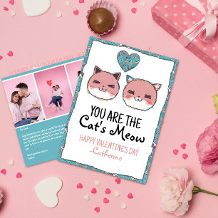 Purr-Fect Kärlek Cat's Meow Valentine Day Julkort