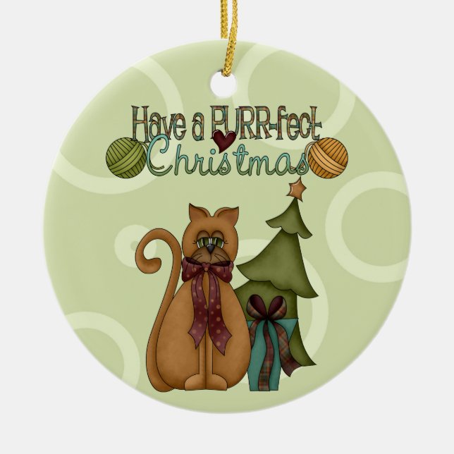 Purr-Fect Kat-julprydnad Julgransprydnad Keramik (Framsidan)