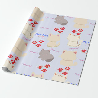 Purr-fect Kitten Cute Cats och Tass avtryck Presentpapper