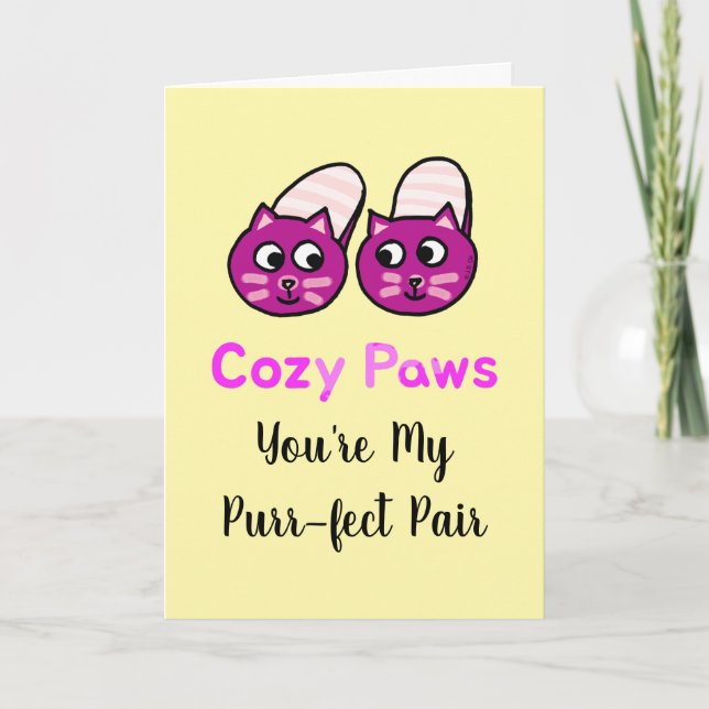 Purr-fect Pair Cat Valentine Card Kort (Framsida)