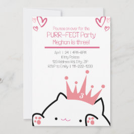 Purr-fect Princess Rosa Cat Girl Birthday Inbjudningar