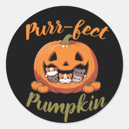 Purr-fect Pumpkin Halloween Sticker Runt Klistermärke