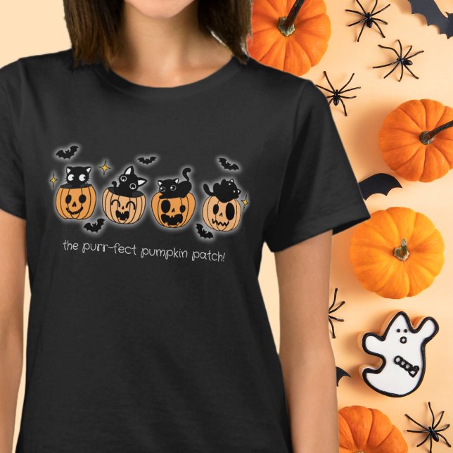 Purr-Fect Pumpkin Patch Svarta katter och Pumpkin T Shirt (Skapare uppladdad)