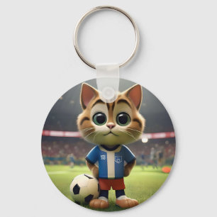 "Purr-fect Striker: 3D-fotvårdsmatta" Nyckelring