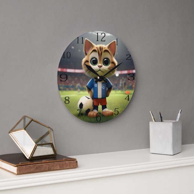 "Purr-fect Striker: 3D-fotvårdsmatta" Stor Klocka (Kontor)