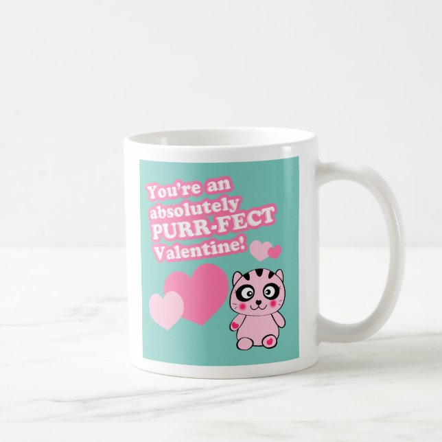 Purr-fect Valentine Cute Cat Valentine Kaffemugg (Höger)