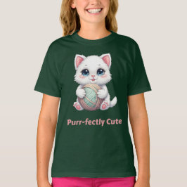 Purr‑fectly Cute Kawaii Cat With Yarn T Shirt