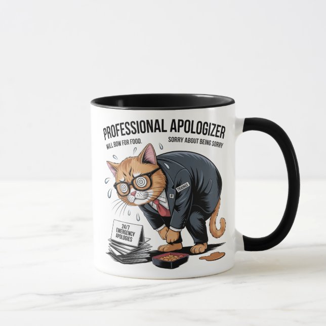Purr-fectly Sorry: Professional Apologizer Cat  Mugg (Höger)