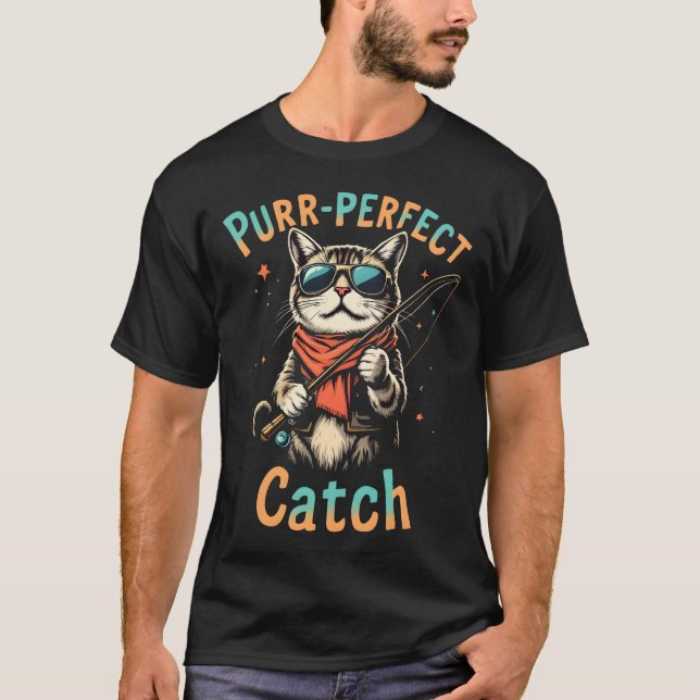Purr-fekt Fångst Katt T Shirt (Framsida)