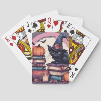 Purr-fekt Halloween AI-fantasi digital konsttryck Casinokort