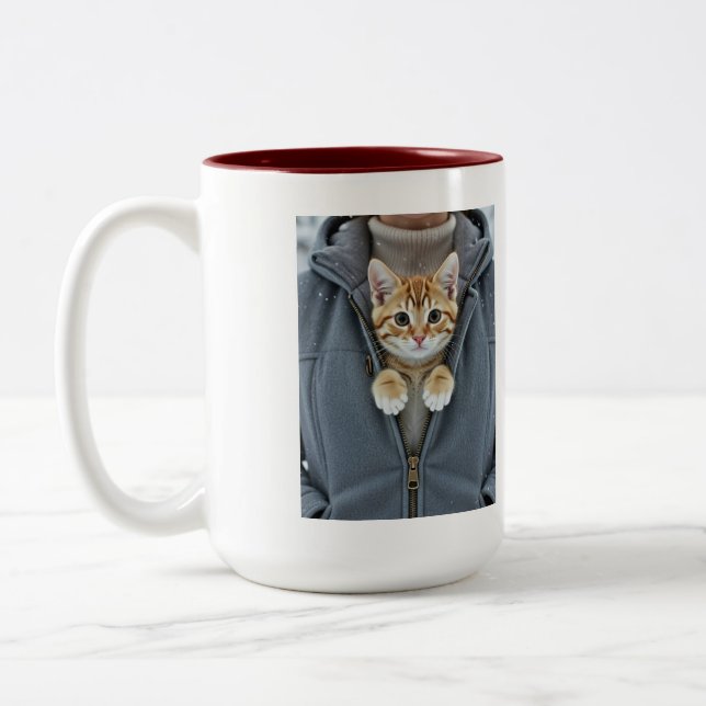 Purr-fekt kattmamma, vänligen rör inte  Två-Tonad mugg (Vänster)