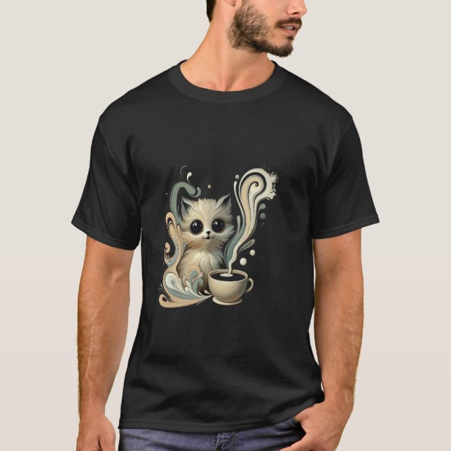 Purr-fekt morgon söt kattkaffe t shirt (Framsida)