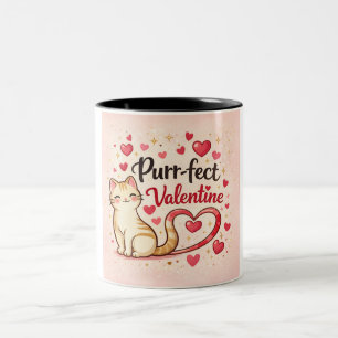 Purr-fekt Valentin Kattmugg – Hjärtstjärt Gnistrar Två-Tonad Mugg
